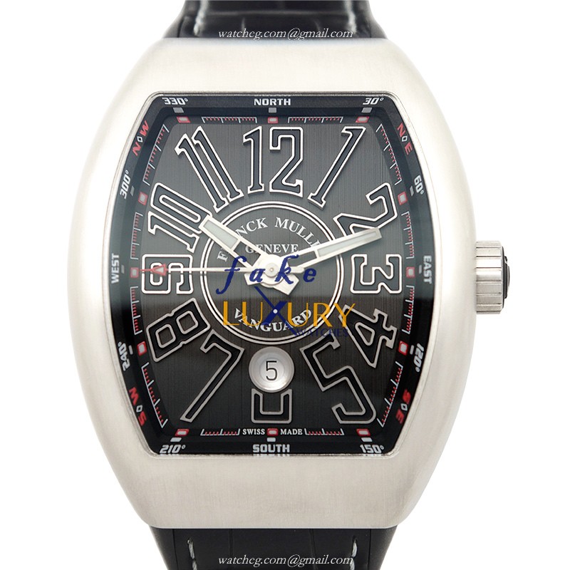 Franck Muller V 45 SC DT AC.NR VANGUARD Automatic Replica Watch, 44mm Steel Case, Black Dial