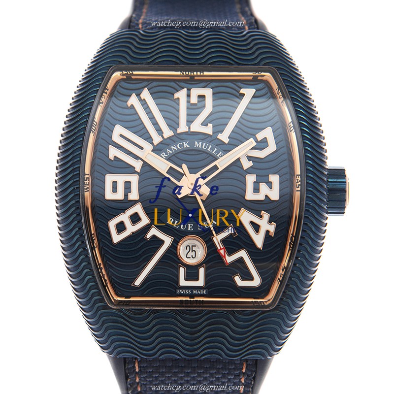 Franck Muller Vanguard V 45 SC DT Blue Sea V 45 SC DT BLUE SEA AC.BL.5N Automatic 18kt Rose Gold - Luxury Replica Watch