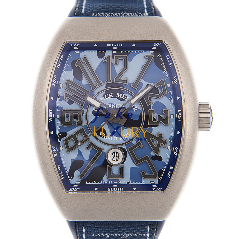 Franck Muller V 45 SC DT CAMOU TT.MC.BL - Replica Watch - Automatic - Blue Dial - Steel Case