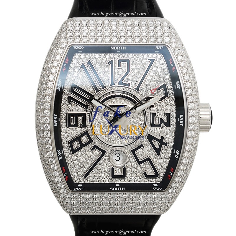 Franck Muller V 45 SC DT D CD OG.NR Replica Watch, Automatic, Silver Dial, 18kt White Gold &