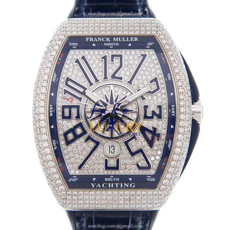 Franck Muller V 45 SC DT D CD YACHTING OG.BL Replica Watch, Automatic, Blue Dial, 18kt White Gold & - Luxury Replica Watch