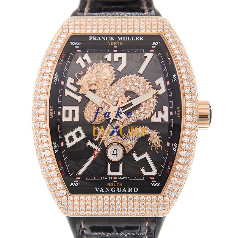 Franck Muller V 45 SC DT D DRGCD 5N.NR Replica Watch, Automatic, 18kt Rose Gold & Diamonds Case