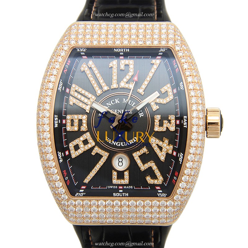 Franck Muller V 45 SC DT D NBR CD 5N.NR Automatic 18kt Rose Gold & Diamonds Watch, Model - Luxury Replica Watch