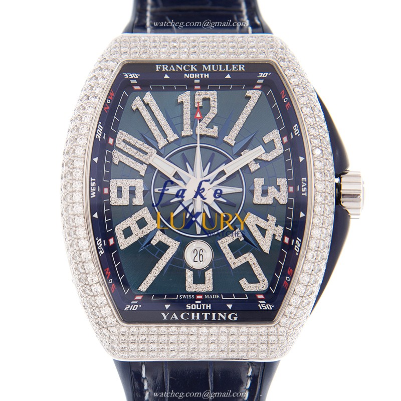 Franck Muller V 45 SC DT D NBR CD YACHTING OG.BL - Replica Watch - Automatic - 18kt White Gold - Luxury Replica Watch