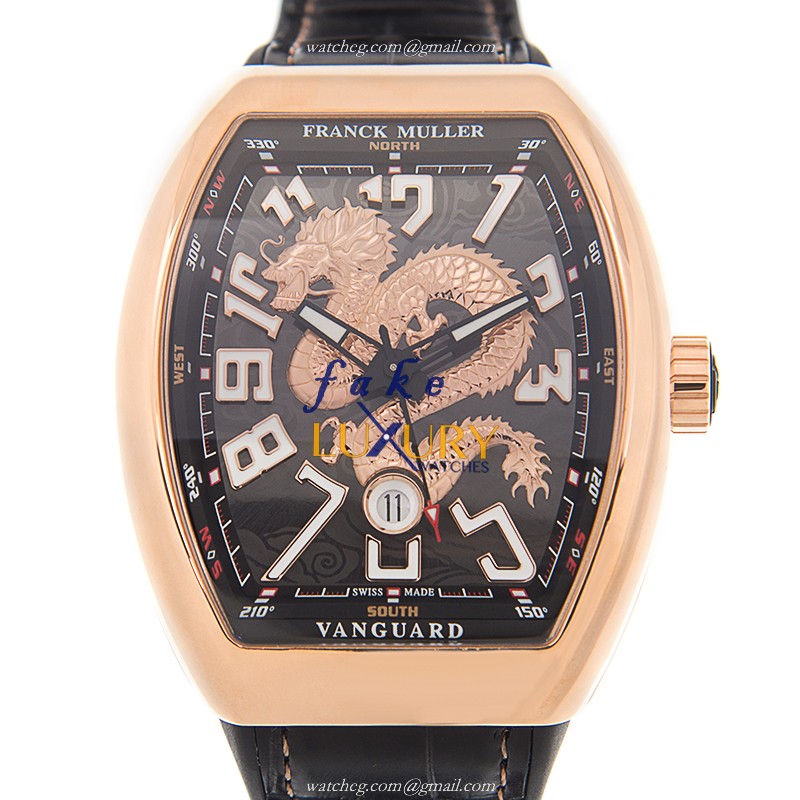 Franck Muller V 45 SC DT DRAGON KING 5N.NR Replica Watch Automatic 18kt Rose Gold Black Dial - Luxury Replica Watch