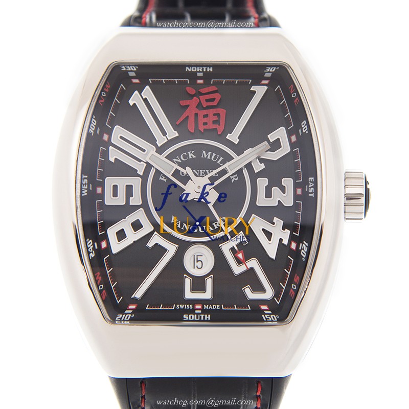 Franck Muller V 45 SC DT FU AC.NR VANGUARD Automatic Steel Black Dial Alligator Replica Watch