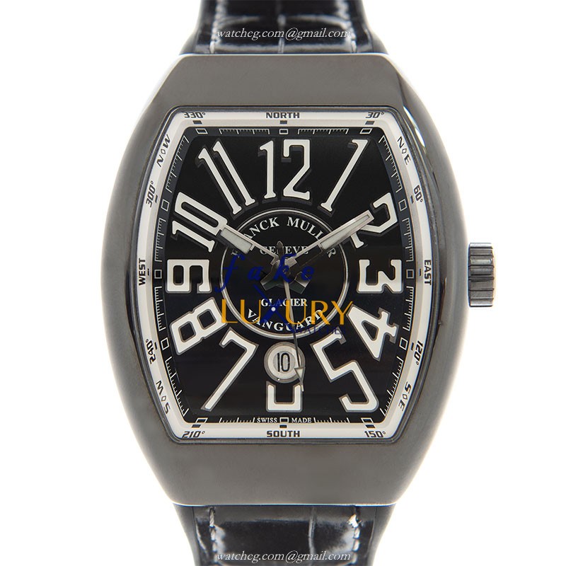 Franck Muller V 45 SC DT GLACIER AC.BC Vanguard Replica Watch, Automatic, Carbon Fiber Case, Black - Luxury Replica Watch
