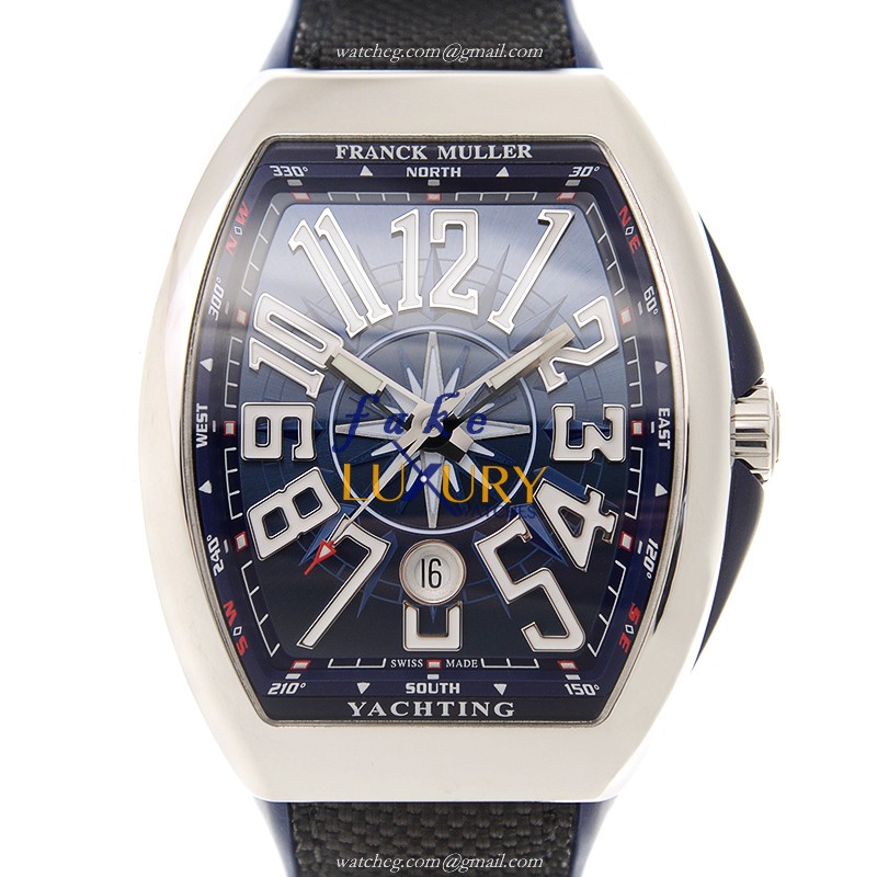 Franck Muller V 45 SC DT YACHTING AC.BL Replica Watch Automatic Blue Dial Steel Case Rubber Strap