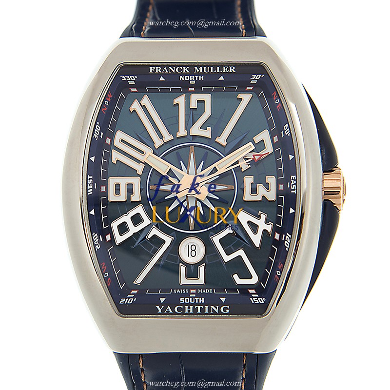 Franck Muller V 45 SC DT YACHTING STG AC.BL - Replica Watch - Blue Dial - Automatic - Steel Case - Luxury Replica Watch