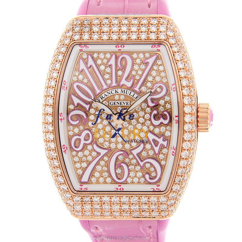 Franck Muller V29 QZ D CD5N.RS - Replica Watch - Pink Alligator Strap - Quartz - 18kt Rose Gold Case - Luxury Replica Watch