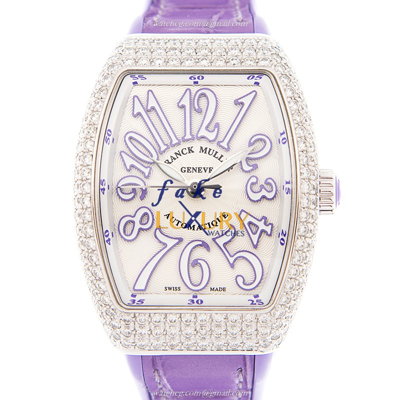 Franck Muller V29 SC AT FO D AC.VL Replica Watch, Automatic Movement, White Dial, Purple Alligator - Luxury Replica Watch