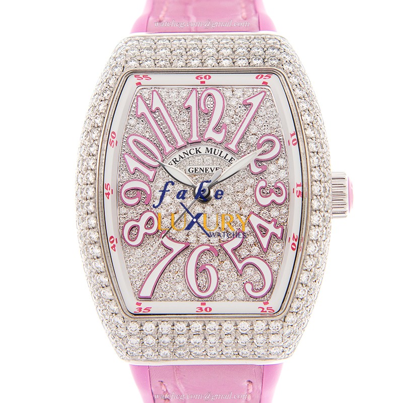 Franck Muller V29 SC AT FO D CDAC.RS Vanguard Replica Watch Silver Dial Pink Alligator Strap