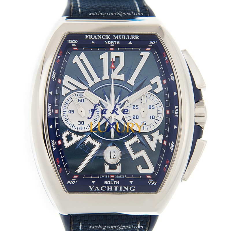 Franck Muller Vanguard V45 CC DT YACHTING AC.BL - Automatic - Blue Dial - Stainless Steel - Replica - Luxury Replica Watch