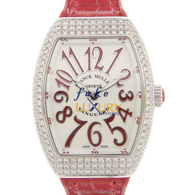 Franck Muller Vanguard V 32 QZ D AC.RG Quartz White Dial Red Leather Replica Watch