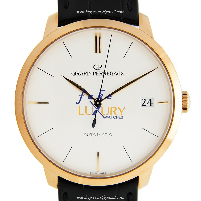 Girard Perregaux 4952752131BK6A 1966 Automatic 18kt Rose Gold White Dial Replica Watch - Luxury Replica Watch