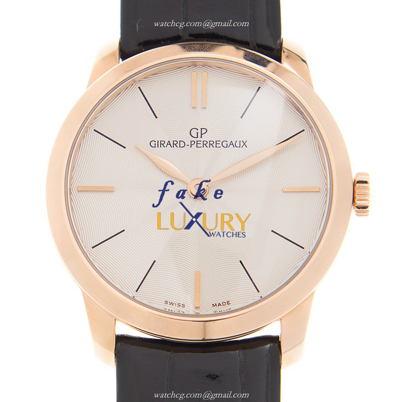 Girard Perregaux 49528-52-131-CB6A 1966 Replica Watch, Automatic, White Dial, 18kt Rose Gold Case - Luxury Replica Watch