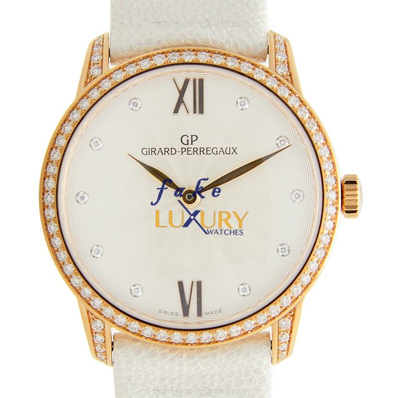 Girard Perregaux 49528D52B171-IK7A Replica Watch, Automatic, White Dial, Rose Gold & Diamond Case - Luxury Replica Watch