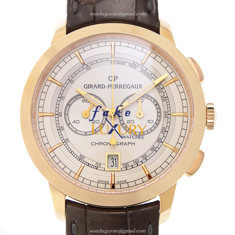 Girard Perregaux 49529-52-131-BABA 1966 Replica Watch - Manual Wind - 18kt Rose Gold - White Dial - Luxury Replica Watch