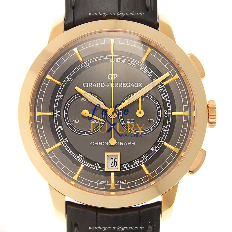 Girard Perregaux 1966 49529-52-231-BA6A Manual Wind 18kt Rose Gold Gray Dial Alligator Strap - Luxury Replica Watch