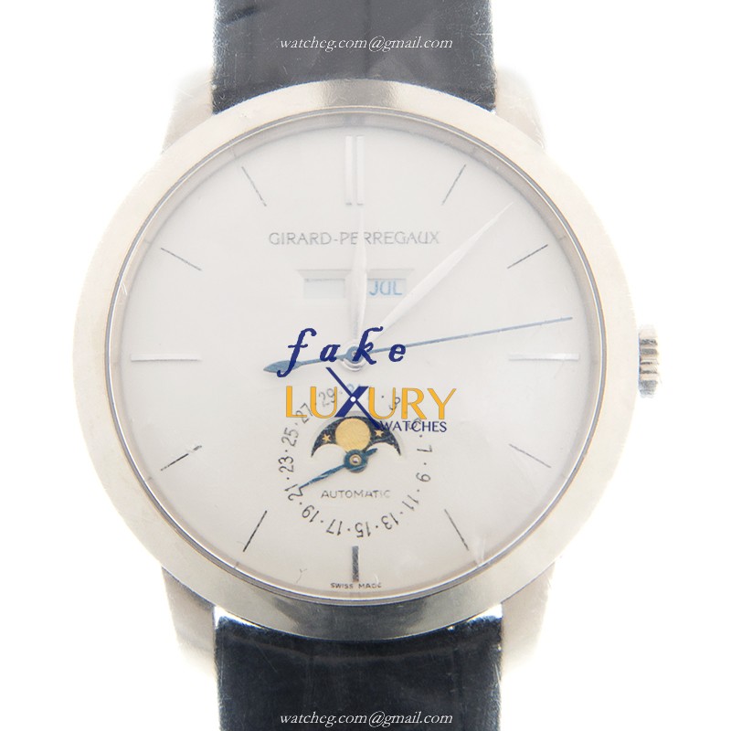 Girard Perregaux 49535-53-152-BK6A 1966 Replica Watch, Automatic, White Gold Case, Silver Dial - Luxury Replica Watch