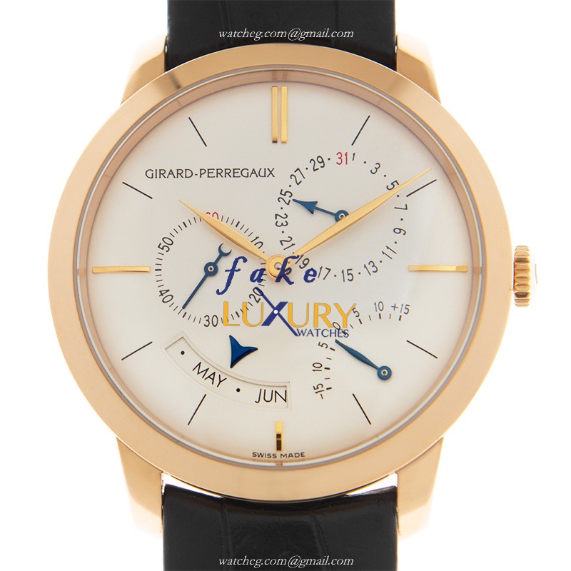 Girard Perregaux 49538-52-131-BK6A Replica Watch 1966 Automatic 18kt Pink Gold White Dial Black - Luxury Replica Watch