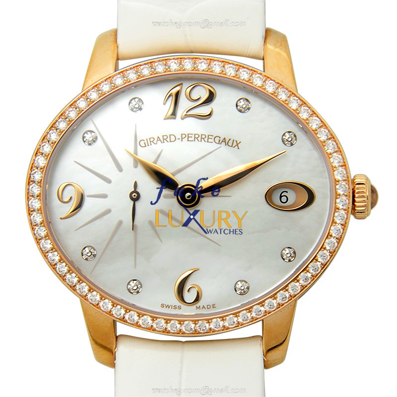 Girard Perregaux Cats Eye 80484D52A761BK7A Automatic 18kt Rose Gold White Dial Replica Watch - Luxury Replica Watch