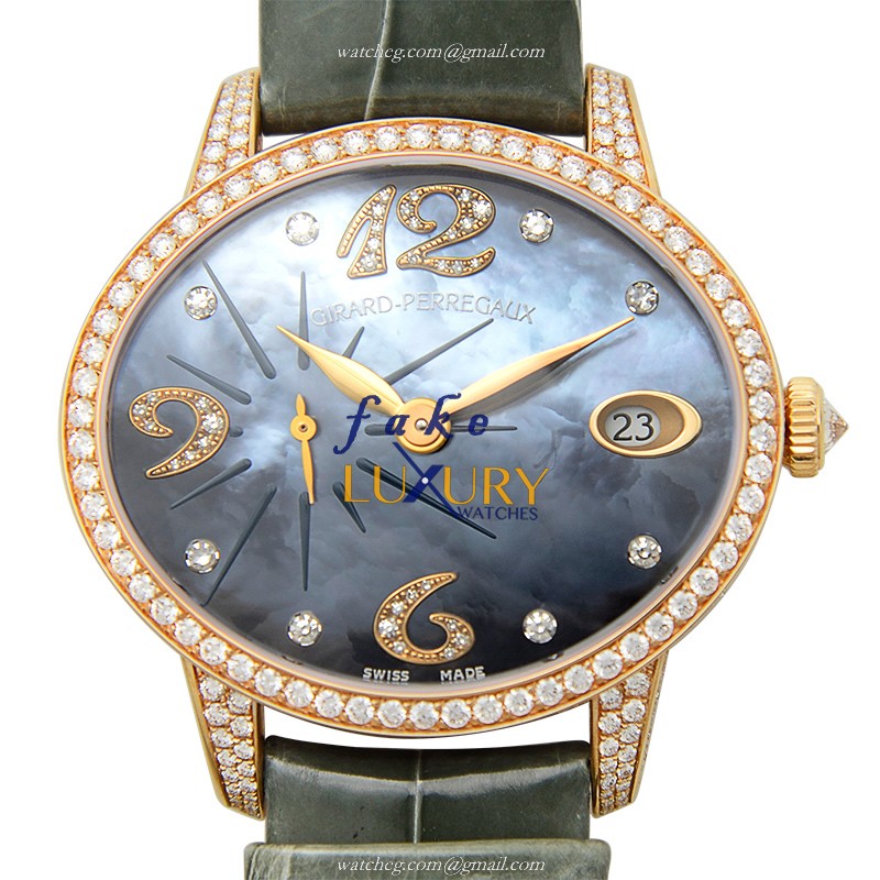 80484D52P662-BK6A - Girard Perregaux Cats Eye Replica Watch - Automatic - Blue Dial - Rose Gold - Luxury Replica Watch
