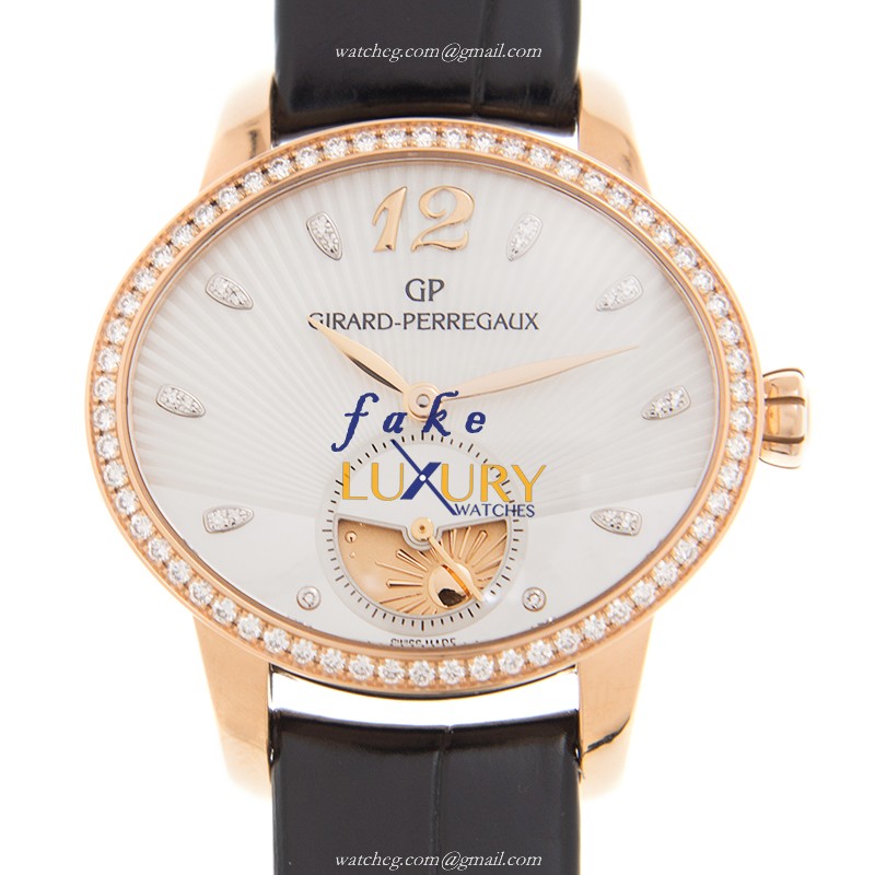 80488D52A751-CK6A - Girard Perregaux Replica Watch Cats Eye Automatic 18kt Rose Gold Diamonds White - Luxury Replica Watch