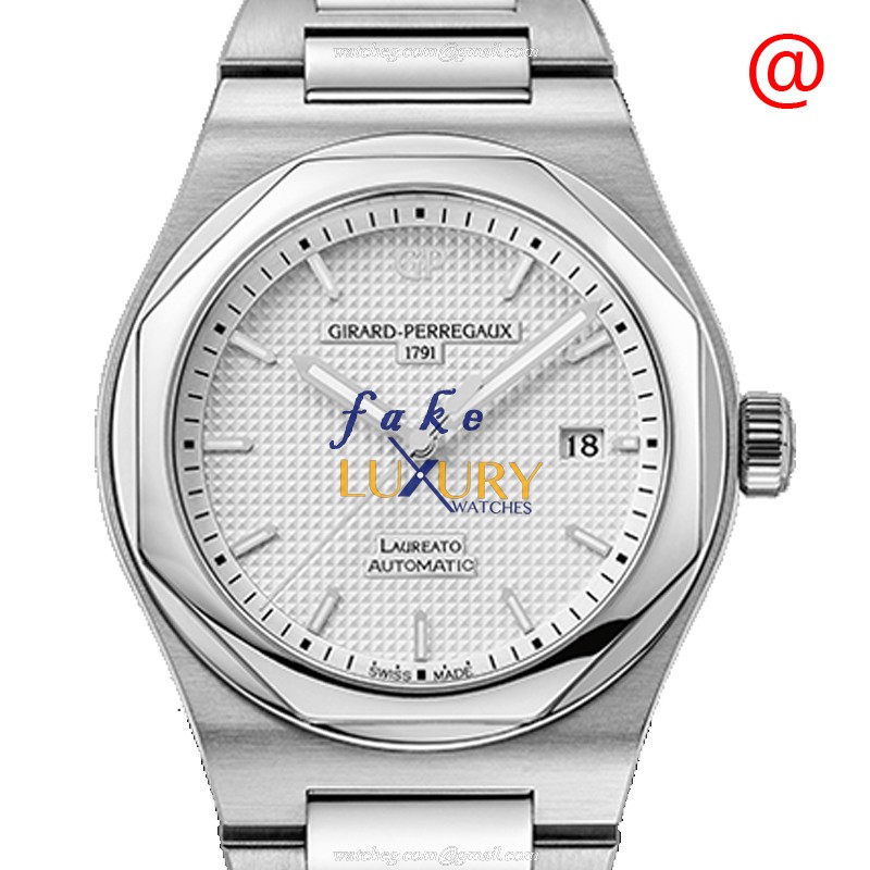 Girard Perregaux Laureato 81000-11-131-11A White Dial Steel Automatic Replica Watch - Luxury Replica Watch