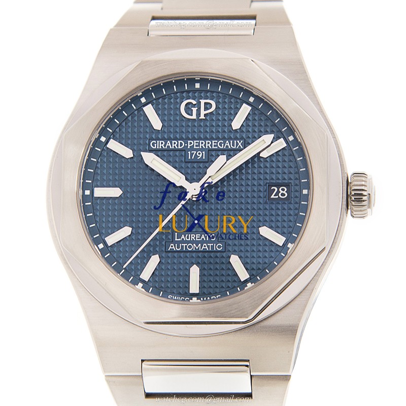 Girard Perregaux LAUREATO Replica Watch 81005-11-431-11A, Blue Dial, Stainless Steel Bracelet - Luxury Replica Watch