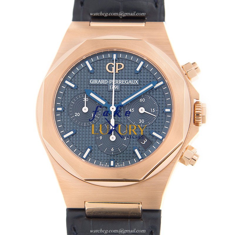 Girard Perregaux Laureato Replica Watch 81040-52-432-BB4A, Automatic Blue Dial, 18kt Rose Gold Case - Luxury Replica Watch
