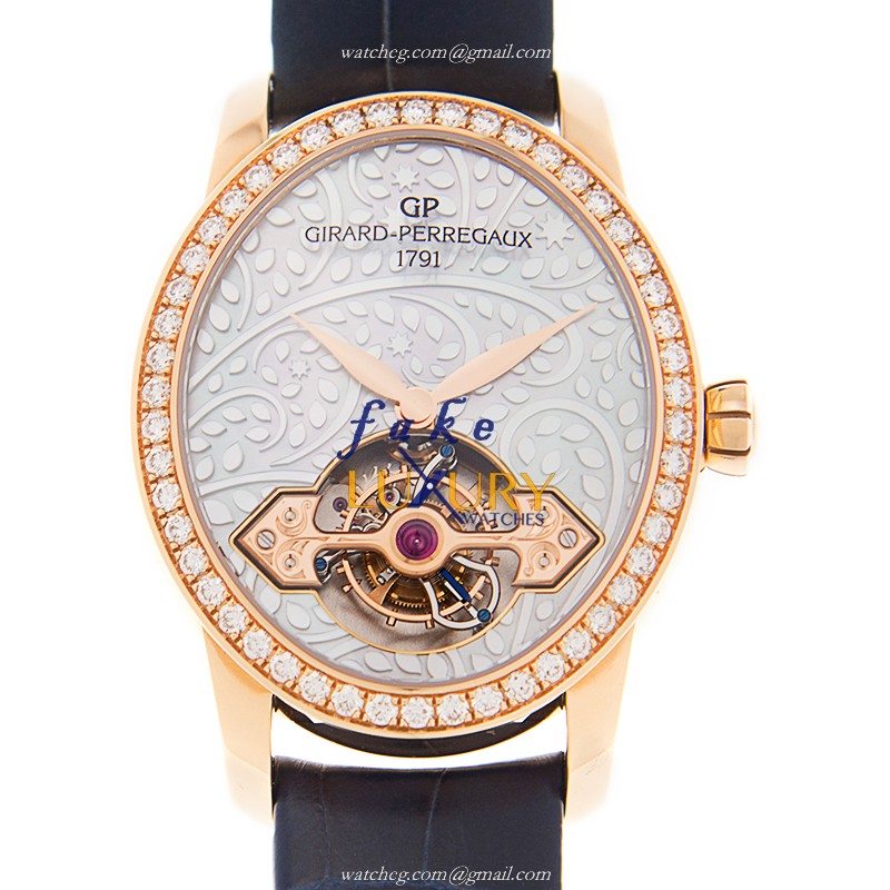 Girard Perregaux 99490D52A706-CK6A Replica Watch, White Mother of Pearl Dial, 18kt Rose Gold & - Luxury Replica Watch