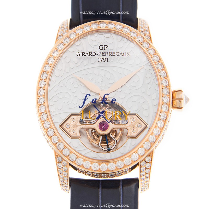 Girard Perregaux 99490D52P706-CK6A - Replica Watch - Gray Dial - Manual Wind - Rose Gold & Diamonds