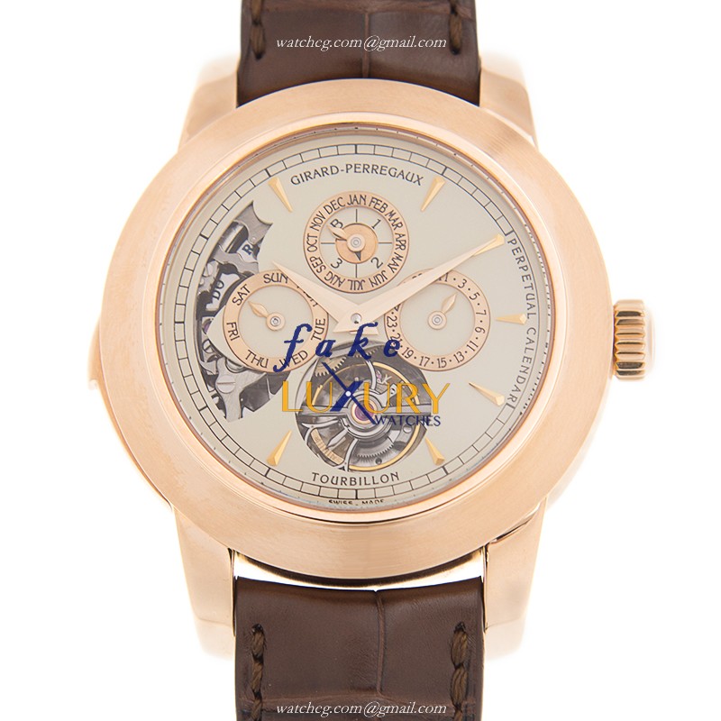 Girard Perregaux 99741-52-831-BAEA Manual Wind 18kt Rose Gold Brown Alligator Replica Watch - Luxury Replica Watch