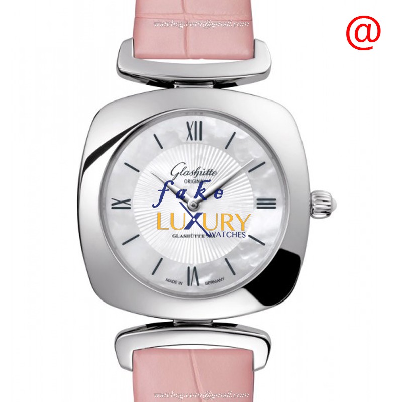 Glashutte 1-03-02-05-02-31 Retro Collection Replica Watch, Quartz, White Dial, Pink Alligator - Luxury Replica Watch