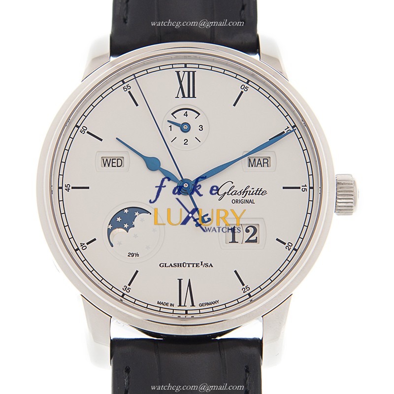 Glashutte 1-36-02-01-02-30 Senator Manual Winding Skeletonized Replica Watch, White Dial, Steel - Luxury Replica Watch