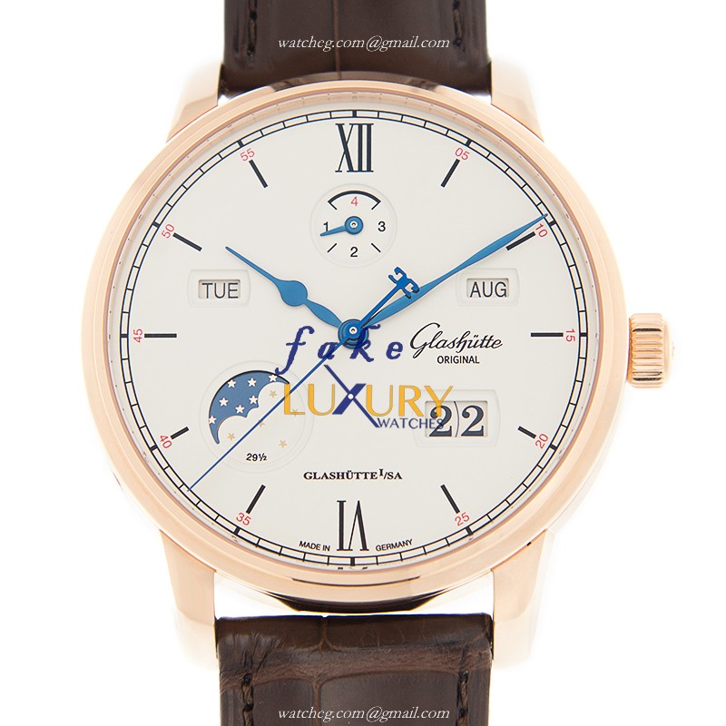 Glashutte Senator Skeleton Replica Watch 1-36-02-02-05-30 Automatic 18kt Rose Gold White Dial - Luxury Replica Watch