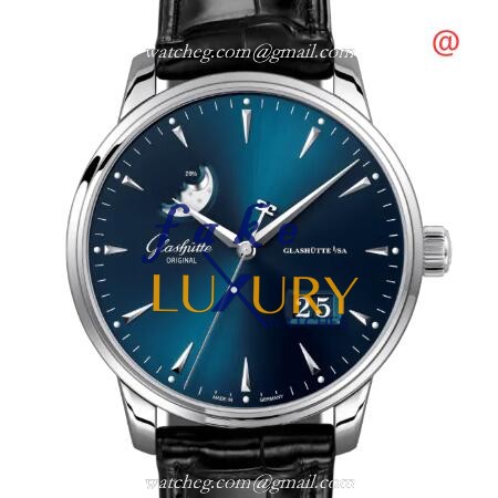 1-36-04-04-02-30 - Glashutte Senator Manual Winding Skeletonized Replica Watch - Automatic Blue Dial - Luxury Replica Watch