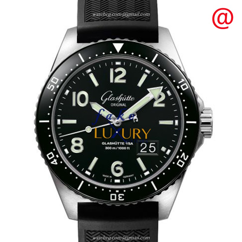Glashutte 1-36-13-01-80-33 SPEZIALIST Automatic Ceramic & Steel Black Dial Rubber Strap Replica - Luxury Replica Watch