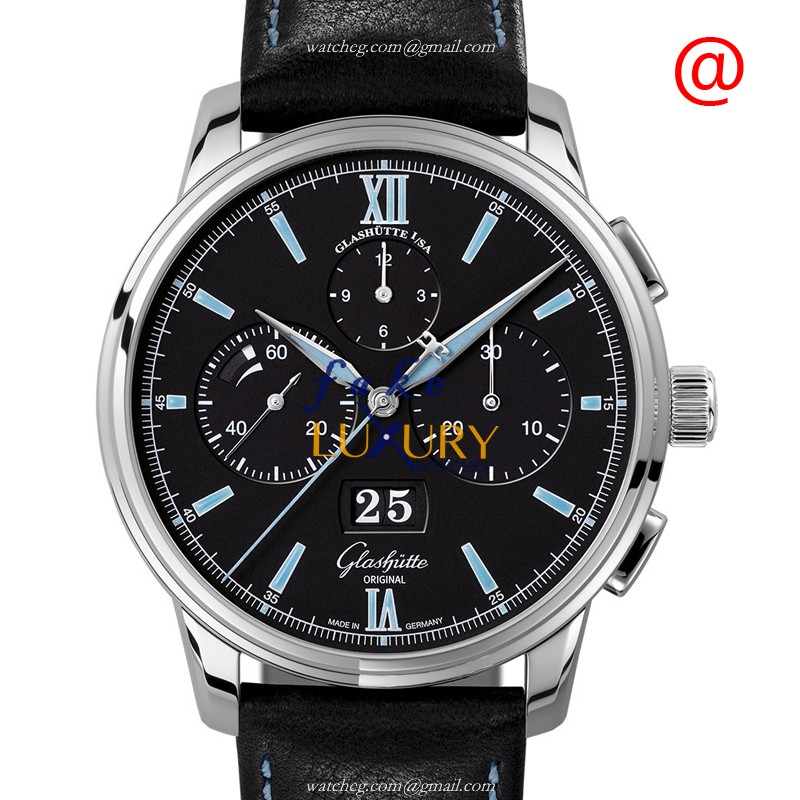 Glashutte Senator Skeletonized 1-37-01-03-02-35 Manual Winding Steel Black Dial Replica Watch - Luxury Replica Watch