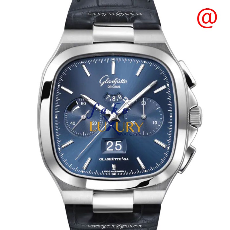 Glashutte 1-37-02-08-02-61 Retro Collection Replica Watch With Blue Dial, Alligator Strap - Luxury Replica Watch
