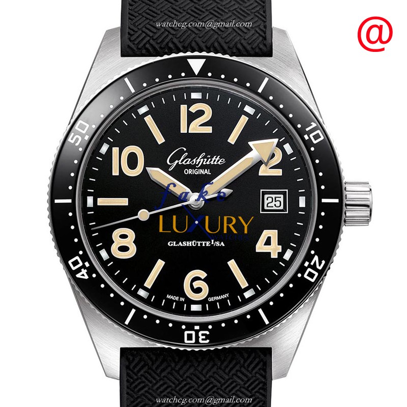 Glashutte 1-39-11-06-80-06 Replica Watch, Black Dial, Steel Case, Rubber Strap, Automatic - Luxury Replica Watch