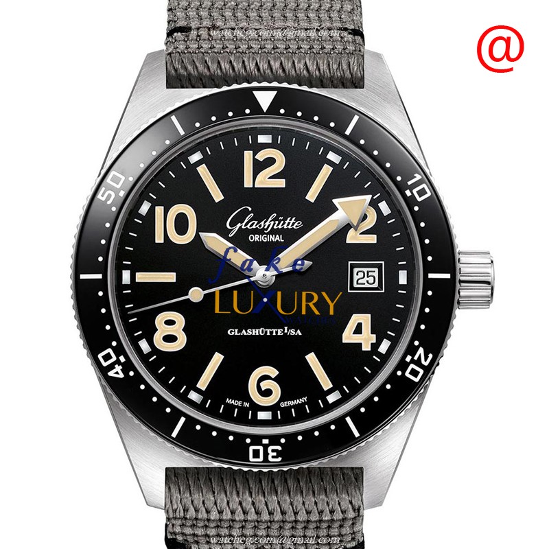 1-39-11-06-80-34 - Glashutte Spezialist Replica Watch - Automatic - Black Dial Grey Nylon Strap - Luxury Replica Watch