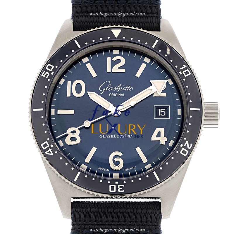 Glashutte 1-39-11-09-81-34 | SPEZIALIST | Automatic | Blue Nylon | Steel Replica Watch - Luxury Replica Watch
