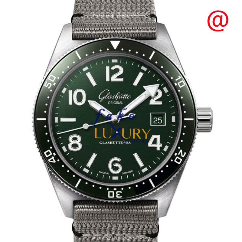 1-39-11-13-83-34 - Glashutte SPEZIALIST Replica Watch - Automatic - Green Dial - Grey Nylon - Luxury Replica Watch