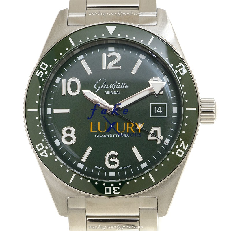 Glashutte 1-39-11-13-83-70 Spezialist Replica Watch, Automatic, Green Dial, Steel Bracelet - Luxury Replica Watch