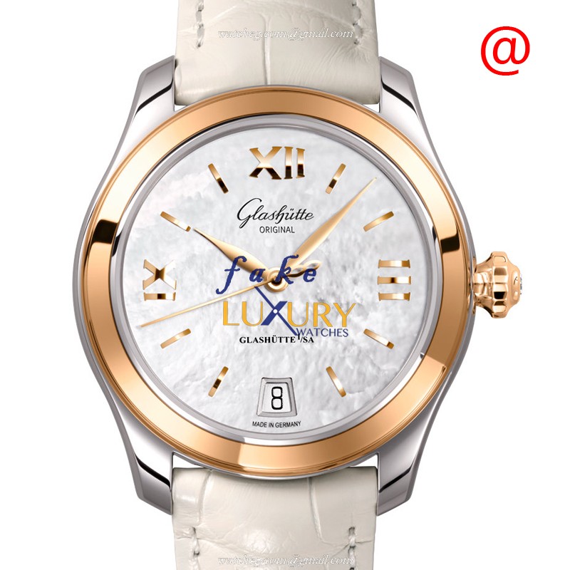 Glashutte 1-39-22-09-06-44 - Replica Watch - Ladies Automatic - 18kt Rose Gold - White Alligator - Luxury Replica Watch