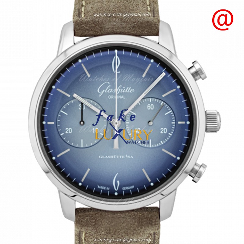 Glashutte 1-39-34-04-22-04 Retro Collection Replica Watch, Automatic, Blue Dial, Steel Case, Grey - Luxury Replica Watch
