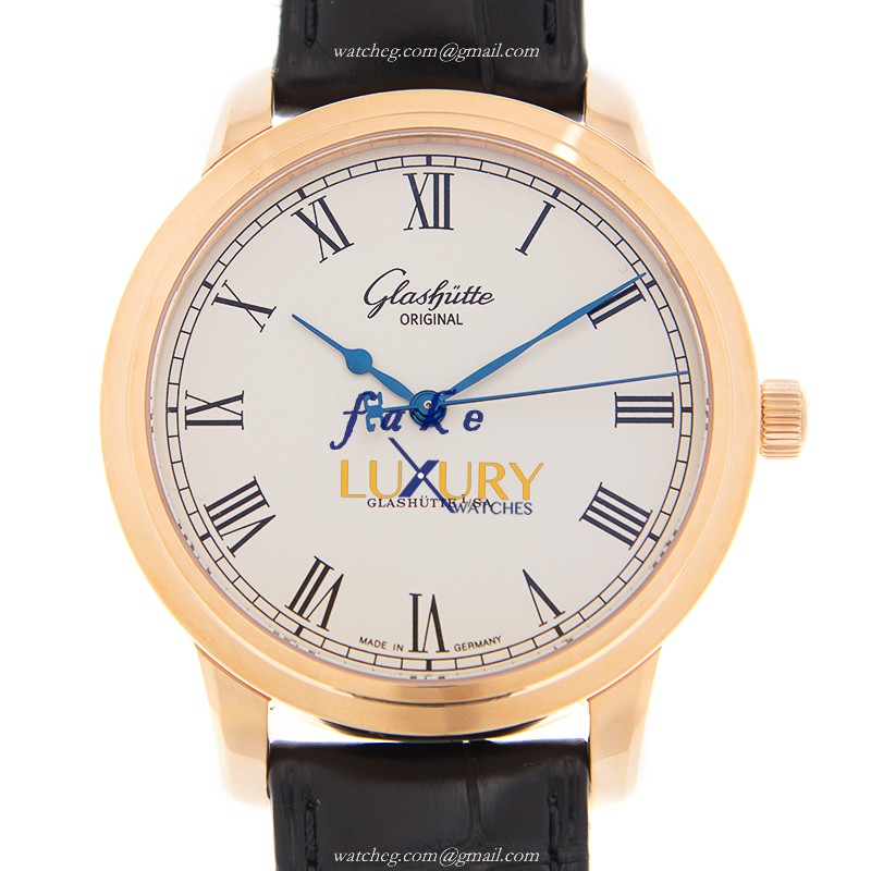 Glashutte Senator Manual Winding Skeletonized 1-39-59-01-05-04 18kt Rose Gold White Dial Replica - Luxury Replica Watch
