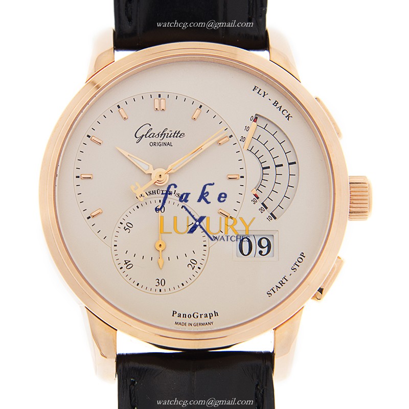 Glashutte 1-61-03-25-15-04 PANO Manual Wind 18kt Rose Gold White Dial Alligator Strap Replica Watch - Luxury Replica Watch